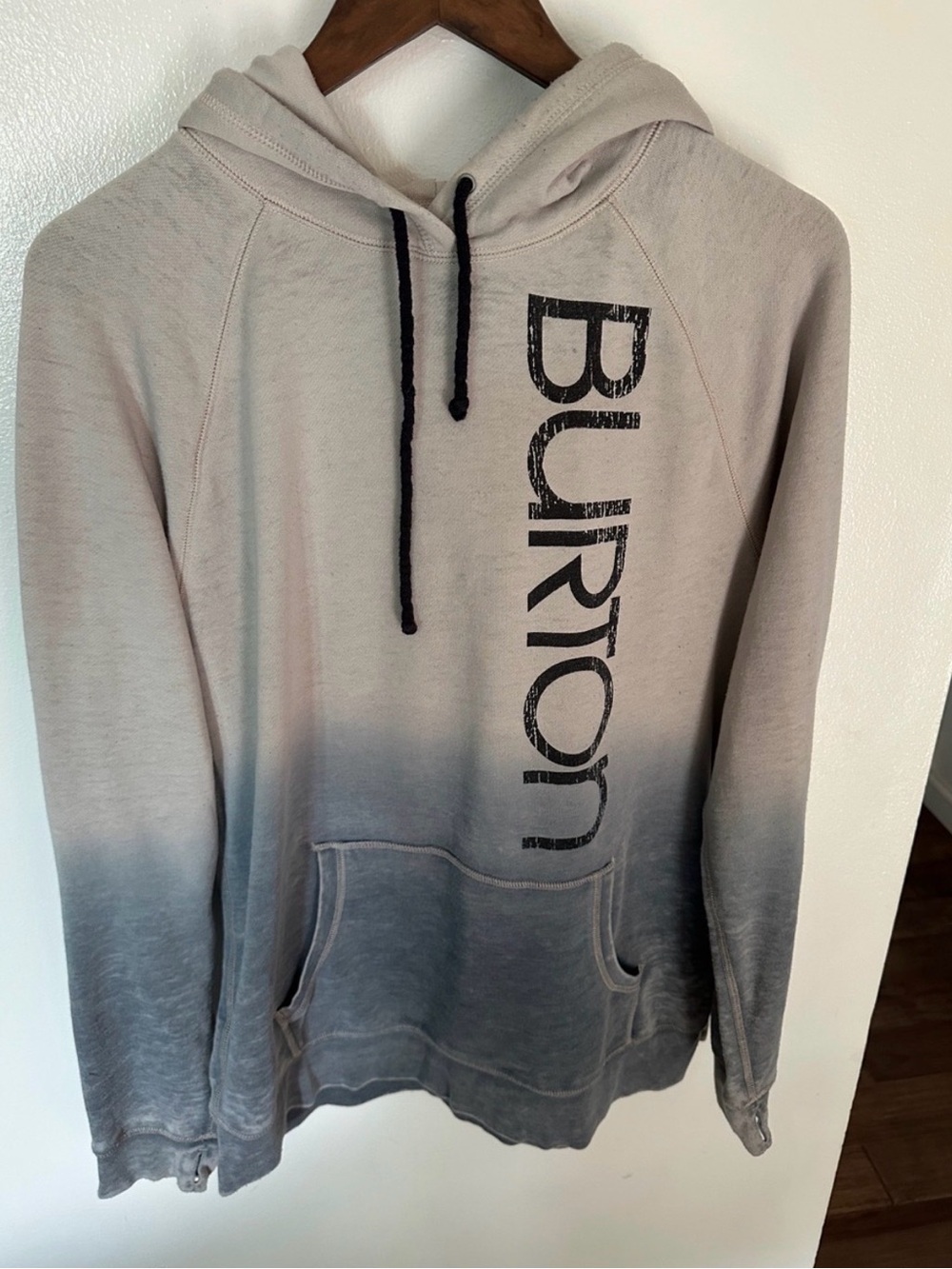 Burton Women’s Ombre Cream-to-Charcoal Hoodie with Vertical Logo